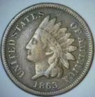 1863 INDIAN HEAD CENT VG Partial LIBERTY Copper Nickel Civil War Era Penny AP25N