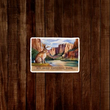Vintage Big Bend National Park Sticker - Jackrabbit Overlooking Boquillas Canyon