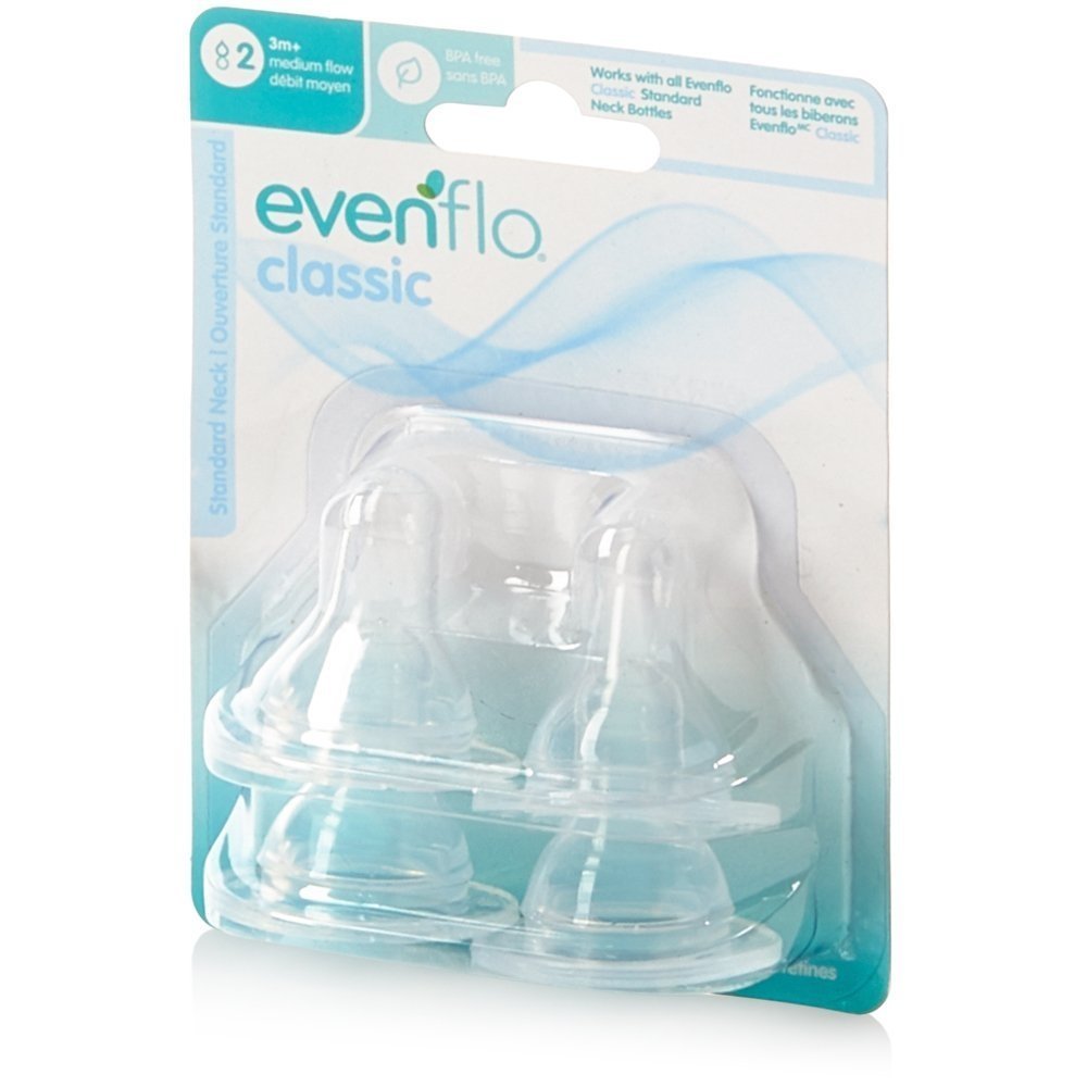 Even Flo Best for Baby 2115214 Classic Medium Flow Clear Silicone Nipples