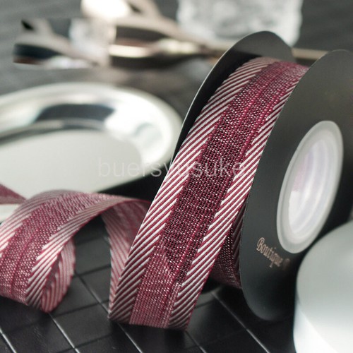 7 Colors Wide Twill Edge Stripe Ribbon with Mesh Web Center - 2.5cm*10 Yards - Picture 9 of 10