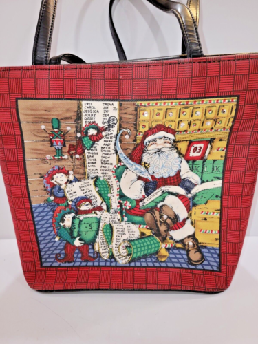 Women's Santa Claus with Naughty List Christmas Holiday Shoulder  Purse Handbag - Picture 1 of 15
