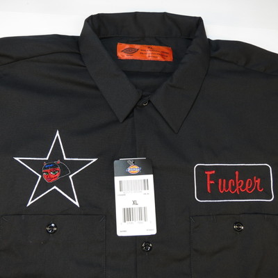 NEW DICKIES Embroidered BIKER TRUCKER DEVIL GIRL TATTOO F***ER NAME WORK SHIRT NEW DICKIES Embroidered BIKER TRUCKER DEVIL GIRL TATTOO F***ER NAME WORK SHIRT