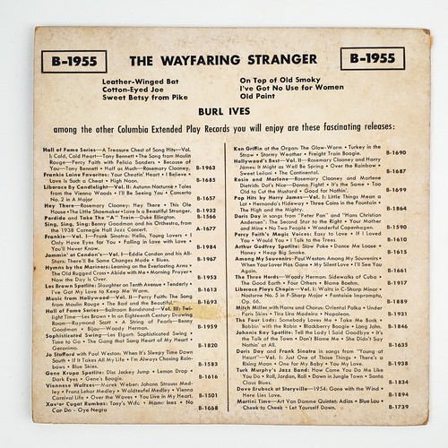 Burl Ives The Wayfaring Stranger Record 45 RPM EP B-1955 Columbia Y - Picture 2 of 4