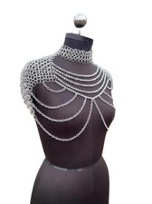 Medieval Chainmail Collar Shoulder Armor Adjustable Chainmail Chain Layered