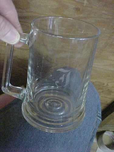 Vintage HEAVY personalized Letter J last name beer glass mug very nice condition