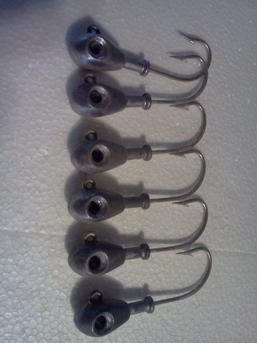 6 Pac of  1, 2, , or 3 oz Banjo (Big Eye) Jig Heads for Lures & fishing. - Picture 1 of 1