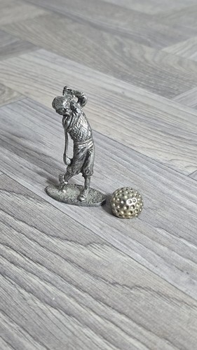 Vintage 1993 Metzke Swinging Golfer Golfing Solid Pewter Figurine Golf Ball 2.5" - Picture 3 of 9