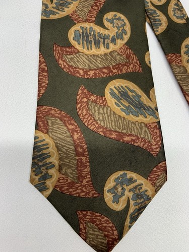 Herrenkrawatten, Hathaway, importierte Seide, hergestellt in den USA, grün/gold/burgund klassisch - Bild 2 von 3