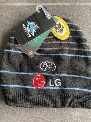 Cronulla Sharks NRL Beanie Black Striped ISC LG Official Licensed New Tags - Picture 2 of 9