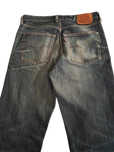Vintage Levi’s 502 Dark Blue Leather Patch Jeans - Picture 6 of 8