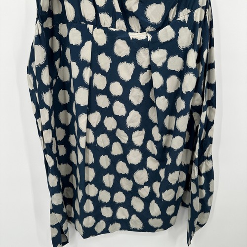 Theory Women Size 10 Ikat Dot One Shoulder Silk Spandex Dress Denim Manganite - Picture 3 of 11