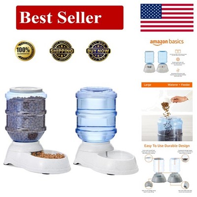 Effortless Feeding: Large Automatic Pet Water Dispenser & Feeder Combo - Gray