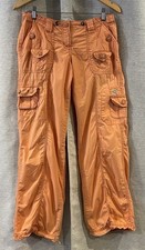 Vintage No Boundaries Y2K Cargo Pants Juniors 5 Floral Embroidered Orange