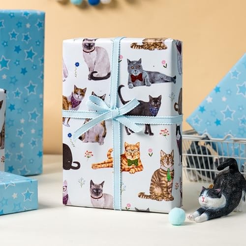 White Lovely Cat Wrapping Paper, 17in x 16.4ft Cat - Lovely Kitty-White - Picture 4 of 7