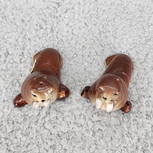 Vtg MCM Walrus Salt and Pepper Shakers Sea Lion Coney Island Made in Japan - Picture 2 of 12