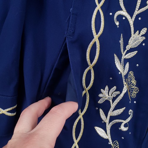 Quacker Factory Jacket Womens 1X Plus Blue Full Zip Stretch Embroidered Floral - Picture 8 of 16