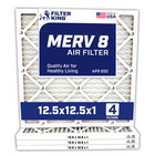 Filter King 12.5x12.5x1 Air Filter 4-PACK MERV 8 Actual Size 12.5 x 12.5 x .75"