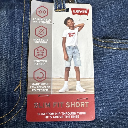 Levi's Jungen Größe 16 schmale Passform Jeansshorts mittlere Waschung neu mit Etikett - Bild 2 von 5