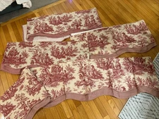 LOT OF (4) WAVERLY CLASSICS VALANCES RED TOILE French Country LIFE EUC! 17 X 76”