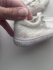 Polo Ralph Lauren Girls Shoes White Pink Pony Canvas Shoes Sz 6 Alphabet Laces