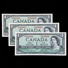1954 Bank Of Canada $1 Dollar Consecutive Banknotes Paper Money Uncirculated Lot