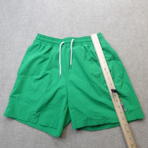 Polo Ralph Lauren Swim Shorts Medium Green Solid Bear Embroidered - Picture 3 of 14