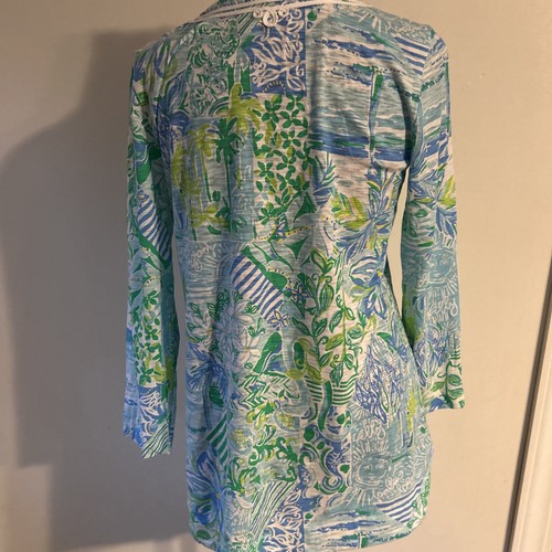 Lilly Pulitzer Kaia Strick Tunika Top Flüsterblau Strand Happy Gr. S - Bild 8 von 12