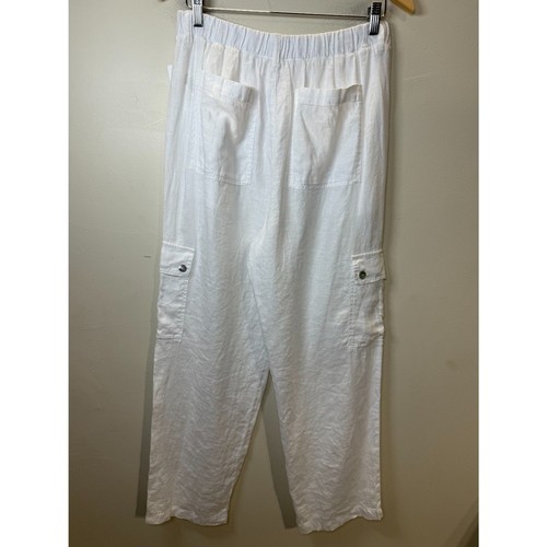 Pantaloni cargo Bella Dahl donna B3237-331-302 taglia media bianchi plissettati nuovi con etichette - Foto 4 di 8