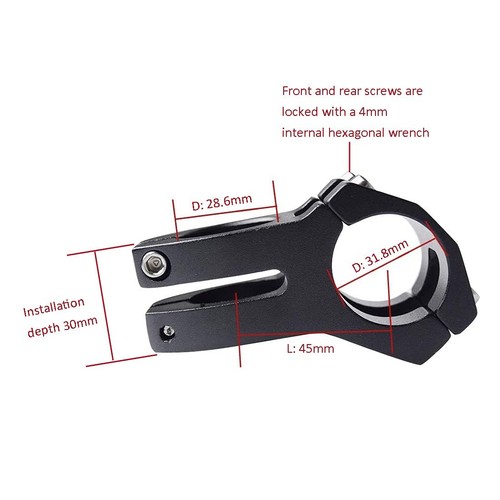 Wake High-Strength 31.8mm Aluminum Alloy Mountain MTB Bike Stem Riser 45mm Sh... - Picture 5 of 7
