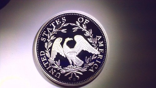 SILVER PLATED 1794 LIBERTY COIN, 40mm SILVER PLATED, STAMPED COPY FANTASY - Picture 2 of 3