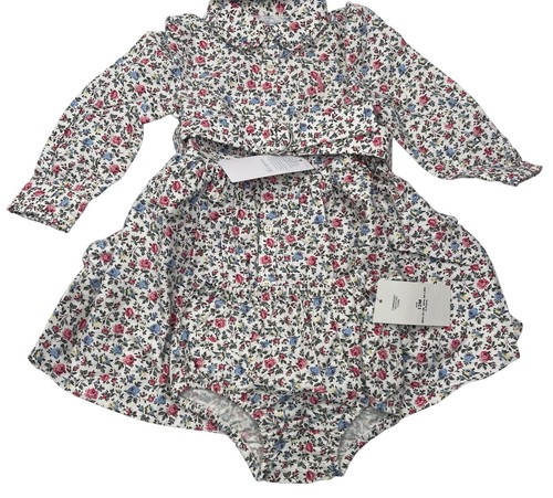 Vestido Ralph Laure Niñas Bebé Talla 12 Meses Floral Volantes Bloomers Manga Larga - Imagen 1 de 7