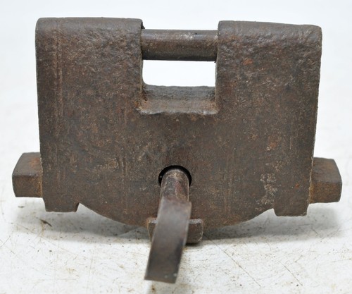 Antique Iron Large Strip System Pad Lock Original Old Hand Crafted Engraved Work - Picture 4 of 8