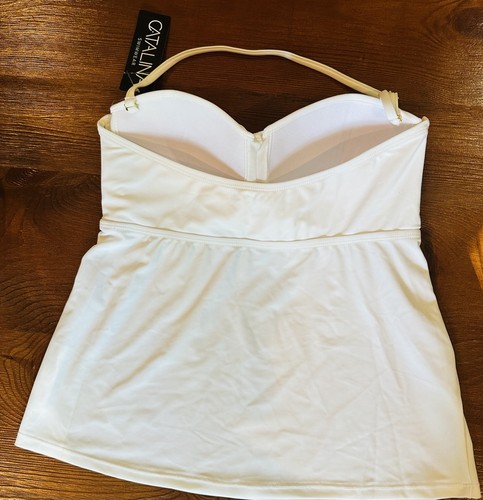Catalina Damen Twist Front Bandeau Badeanzug Tankini Oberteil, weiß, Gr. #M Neu mit Etikett - Bild 7 von 11