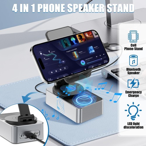 Induction Speaker, Cell Phone Stand with Wireless Bluetooth Speaker, HD Surro... - Picture 3 of 7
