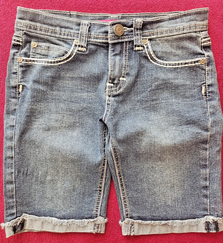 Jeans corti Vigoss bambina blu denim con polsini 5 tasche_taglia 12_farfalle borchiate - Foto 2 di 20