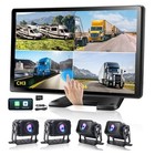 Semi Truck Camera System with 10.36”Touch Monitor, 4 Channel 1080P Backup Cam.