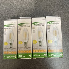 4x Bell 60720 3.3W LED Filament Clear Candle Dimmable SES-2700K 470lm 40W Lamp