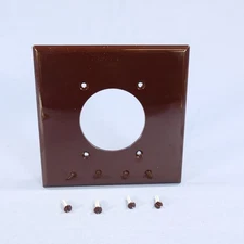 Cooper PJ703B Brown 2-Gang 2.15" Single Outlet Unbreakable Midsize Wallplate