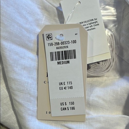 Abercrombie & Fitch Linen Collection White Drop Waist Belted Midi Dress - Picture 9 of 10