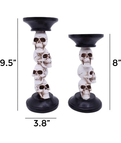 Halloween Totenkopf Kerzenhalter Vintage Stumpenkerzenhalter Harz Totenkopf Skelett... - Bild 10 von 10