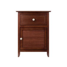 Pemberly Row Transitional Solid Wood Nightstand with Drawer in Walnut