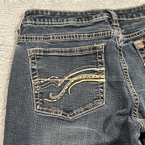 Aura Wrangler Jeans Women’s 6 28x30 Bootcut Embroidered Thick Stitch - Picture 13 of 17