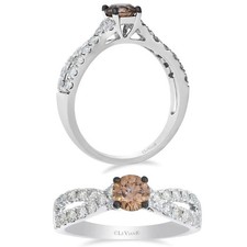 Le Vian 14K White Gold Twist Band Promise Ring 1 cts Chocolate Diamond - Size 6