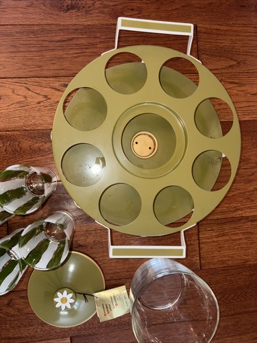 Vintage MCM barware set GREEN WHITE new old stock - Picture 4 of 10