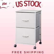 2-Drawer Mobile File Cabinet - White Rolling Printer Stand with Open Shelf