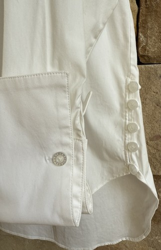 Oscar de la Renta weiß Baumwolle Button Down Plissee Smoking Hemd Bluse, 12 - Bild 6 von 8