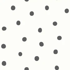 RoomMates Dots Peel & Stick Wallpaper Black: Removable Vinyl, Self-Adhesive,...