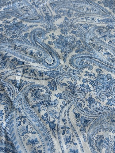 Lauren Ralph Lauren Delft Blue White Paisley Flat Sheet Cotton Queen - Picture 5 of 10