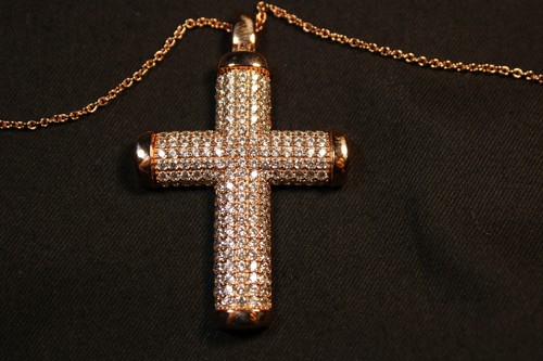 Set: dreireihige Kette, Kette mit Kreuz, Farben: Silber, Gelbgold und Rosé-Gold - Bild 12 von 14