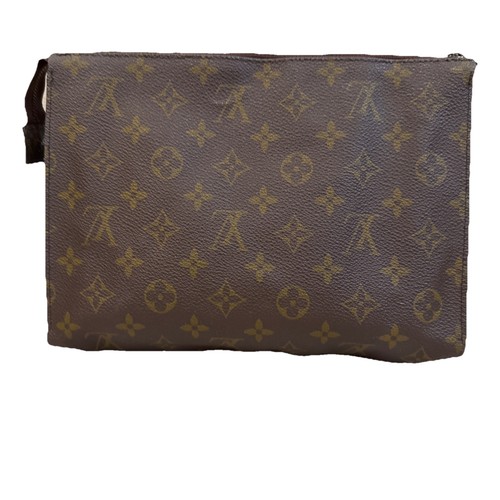 VTG Louis Vuitton Pochette Toiletry Cosmetics Pouch Monogram Brown *Zip replaced